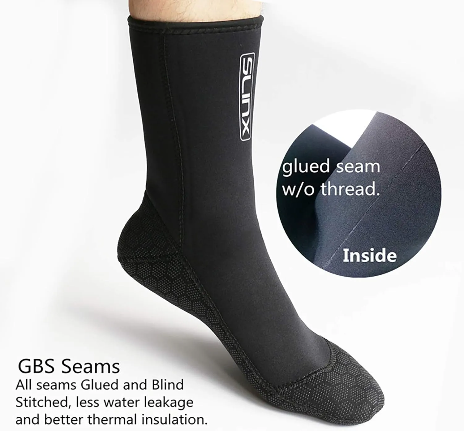 Neoprene Water Socks 3mm, Sand Swim Socks for Men/Women, Diving Boots with Non-Slip Sole