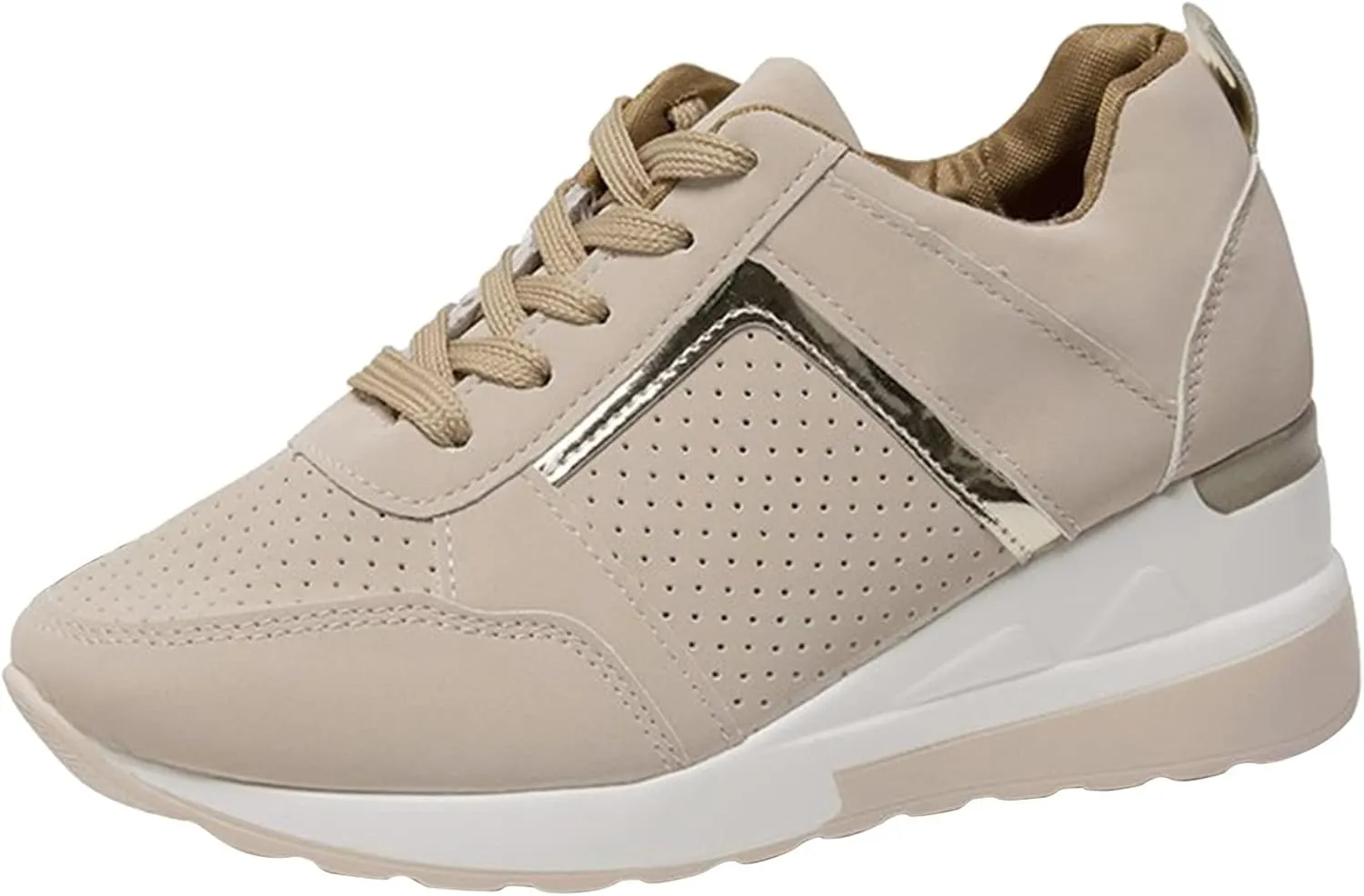 Non Slip Gym Workout Shoes Ladies Summer Fashion Leather Lace Up Round Head Comfortable Fashion Sneakers
