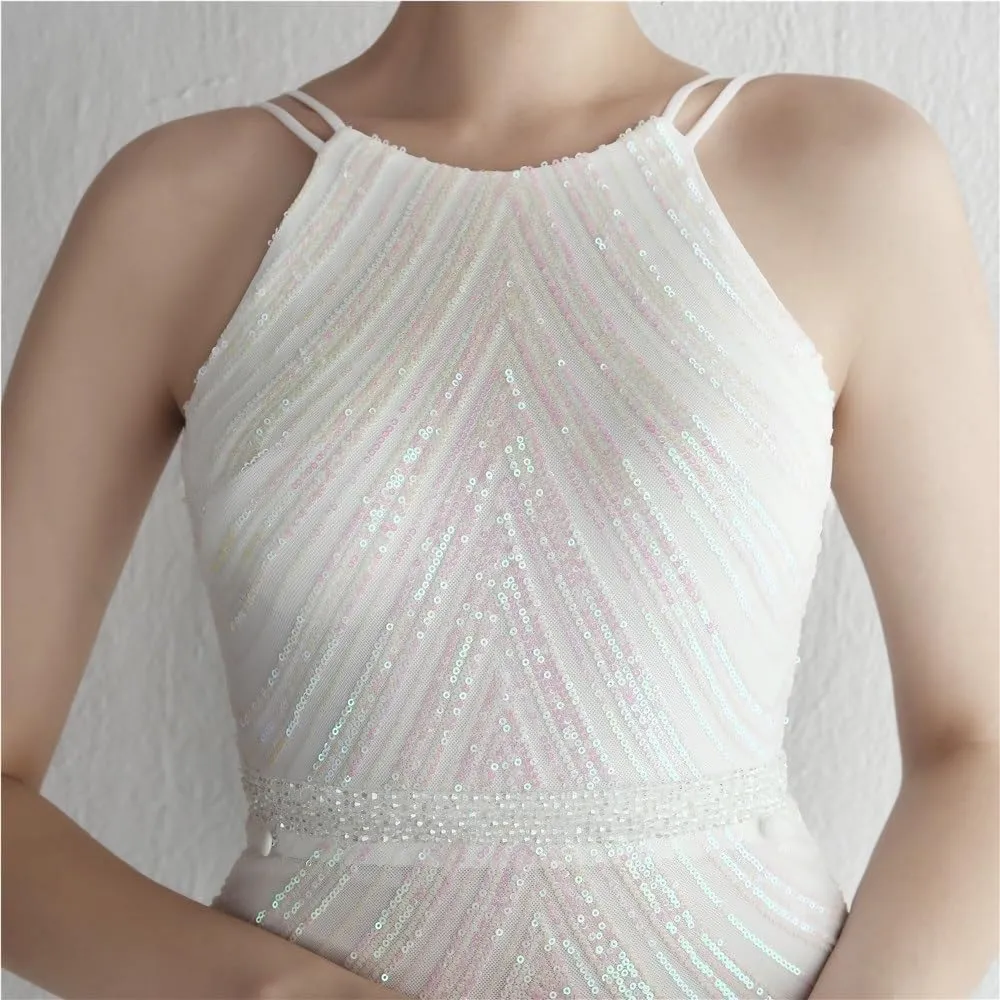 Off Shoulder Mermaid Prom Gown Women Bodycon Sequins Maxi Evening Dress with Detachable Chiffon Party Formal Wedding