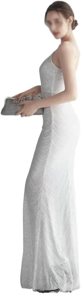Off Shoulder Mermaid Prom Gown Women Bodycon Sequins Maxi Evening Dress with Detachable Chiffon Party Formal Wedding