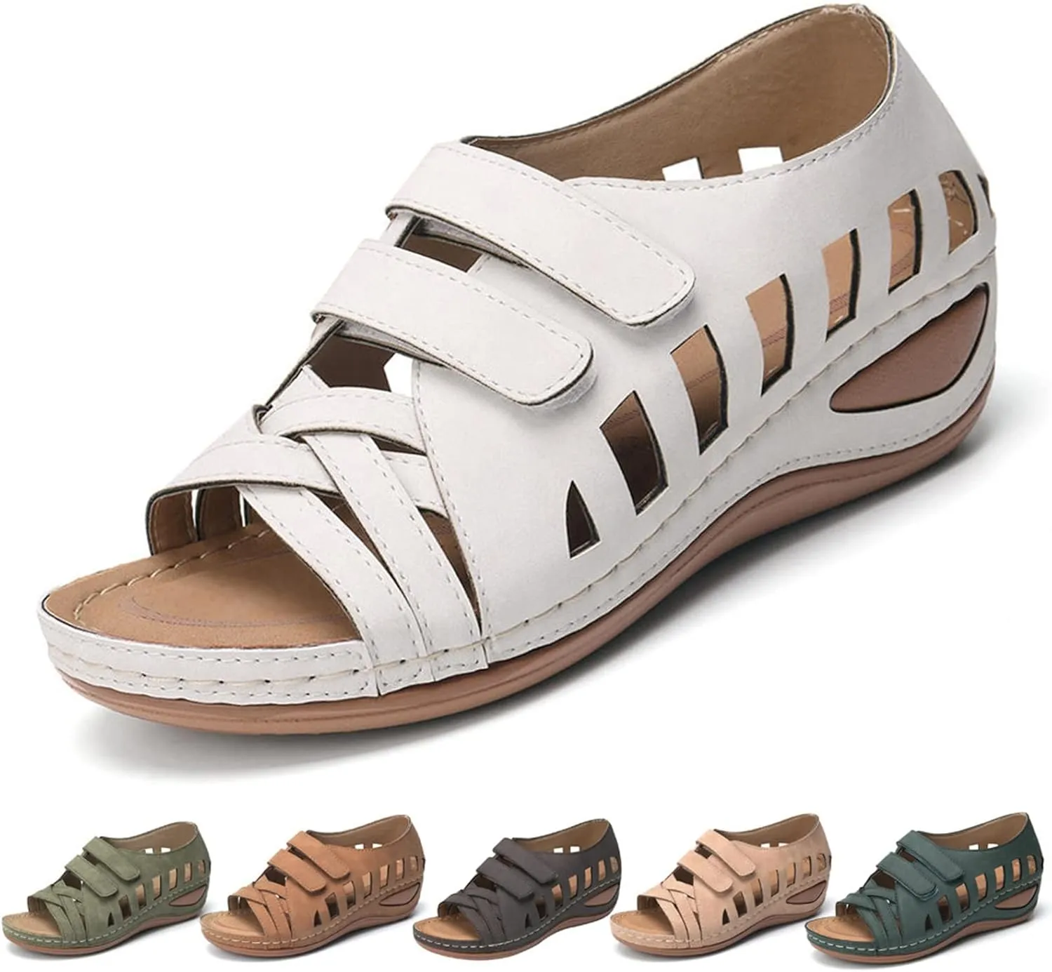 Orthopedic Sandals for Women 2025 Wedge Sandal Ankle Strap Open Toe Platform Shoes Cut Out Summer Casual Wedges