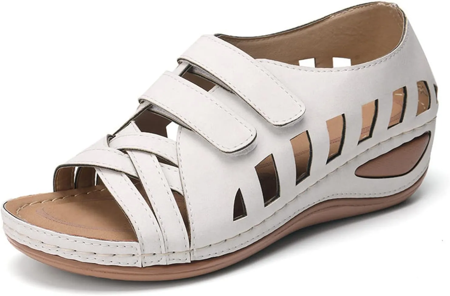 Orthopedic Sandals for Women 2025 Wedge Sandal Ankle Strap Open Toe Platform Shoes Cut Out Summer Casual Wedges