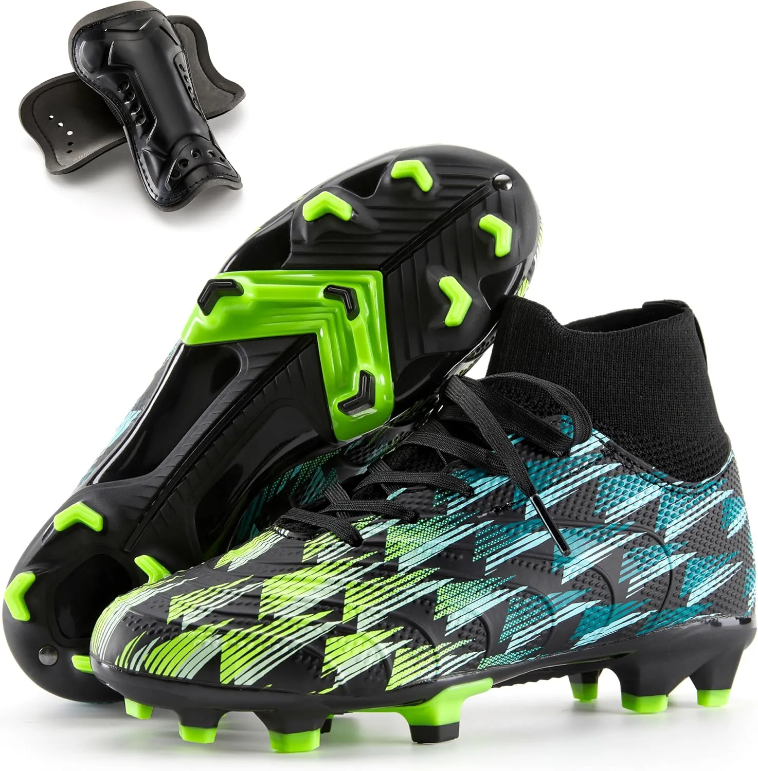 PATPAT Kids Soccer Cleats ?C High Top Outdoor Firm Ground and Turf Football Training Shoes for Little Big Boys and Girls, Sizes 10-6