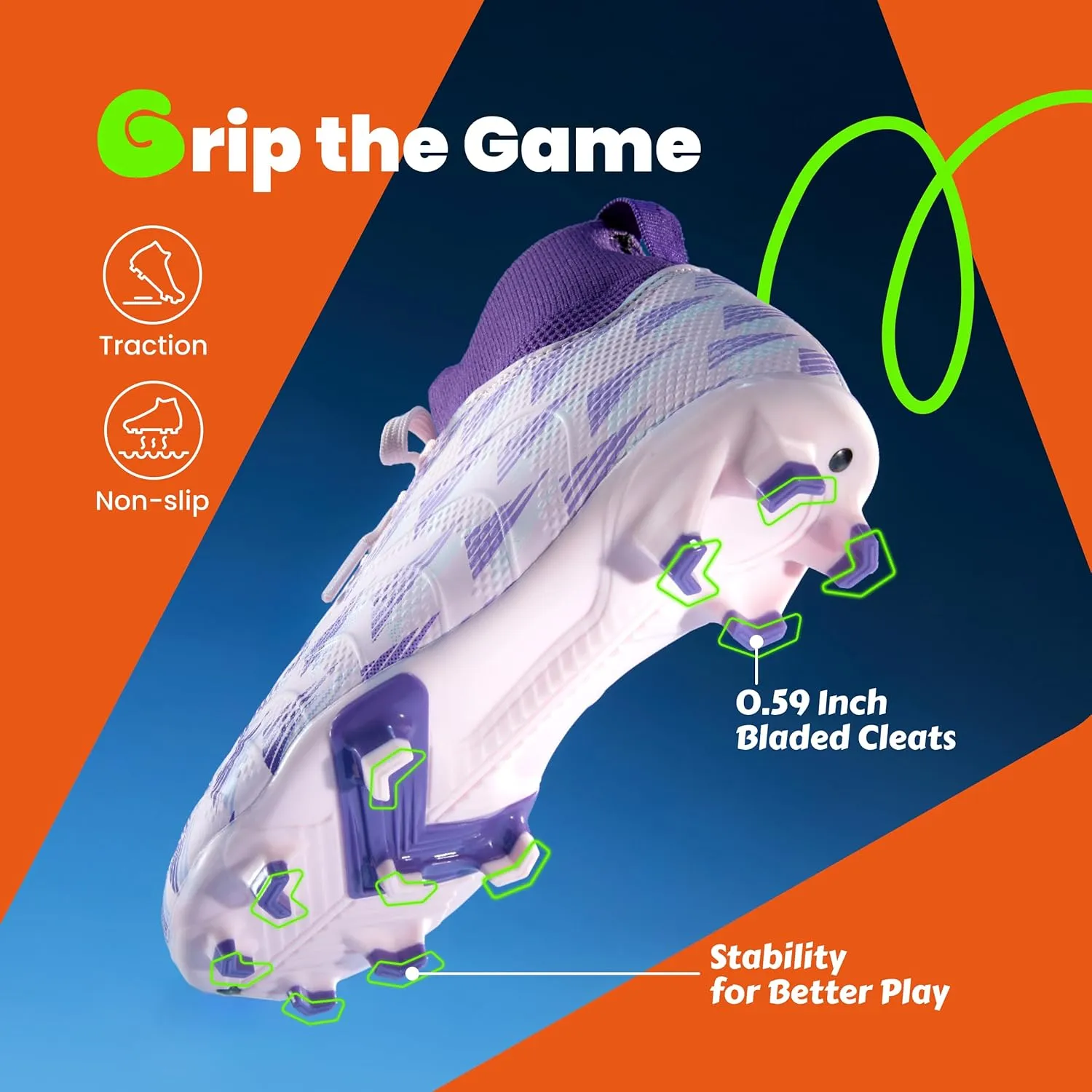 PATPAT Kids Soccer Cleats ?C High Top Outdoor Firm Ground and Turf Football Training Shoes for Little Big Boys and Girls, Sizes 10-6
