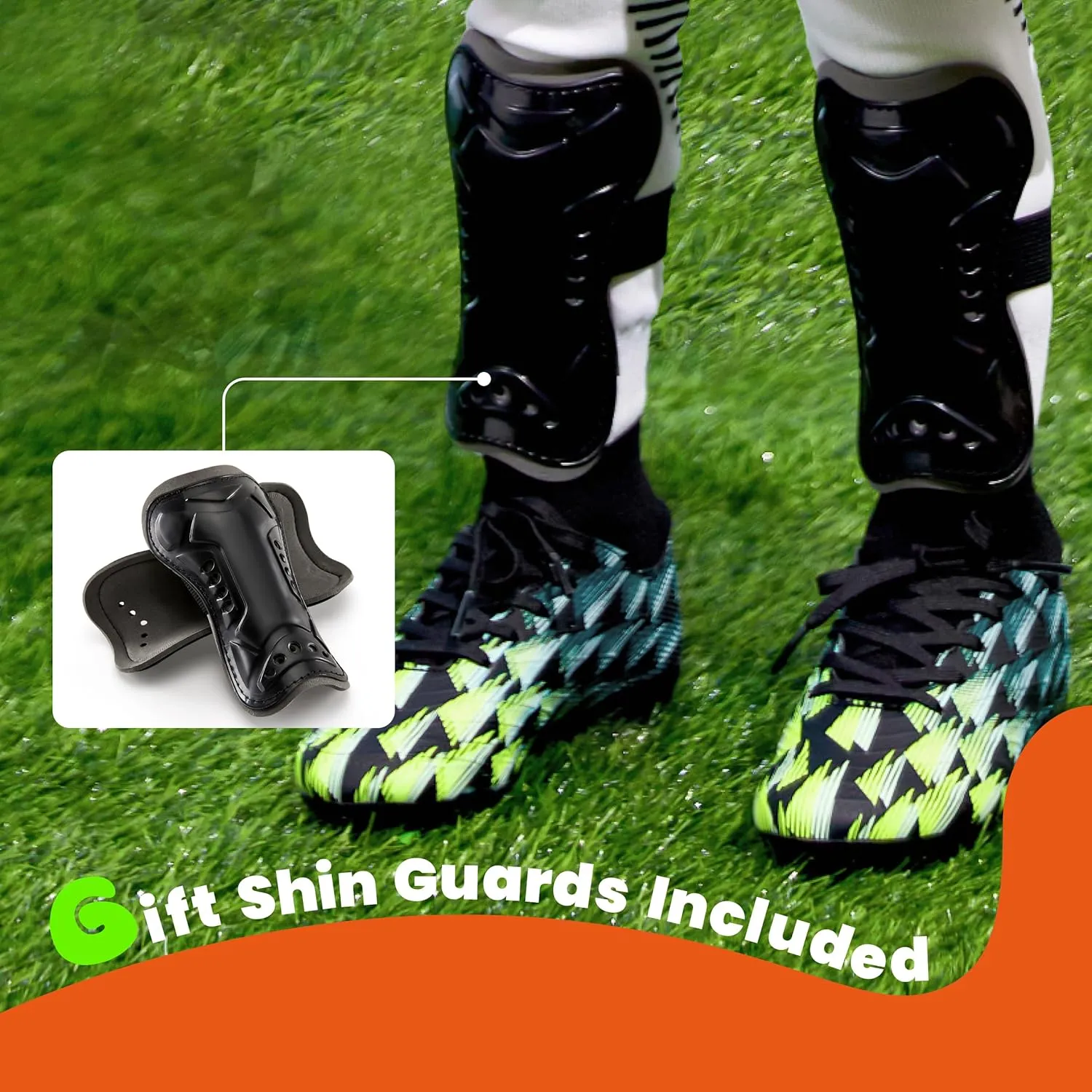 PATPAT Kids Soccer Cleats ?C High Top Outdoor Firm Ground and Turf Football Training Shoes for Little Big Boys and Girls, Sizes 10-6