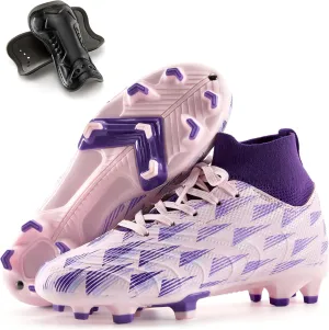 PATPAT Kids Soccer Cleats ?C High Top Outdoor Firm Ground and Turf Football Training Shoes for Little Big Boys and Girls, Sizes 10-6
