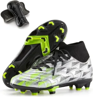PATPAT Kids Soccer Cleats  High Top Outdoor Firm Ground and Turf Football Training Shoes for Little Big Boys and Girls, Sizes 10-6