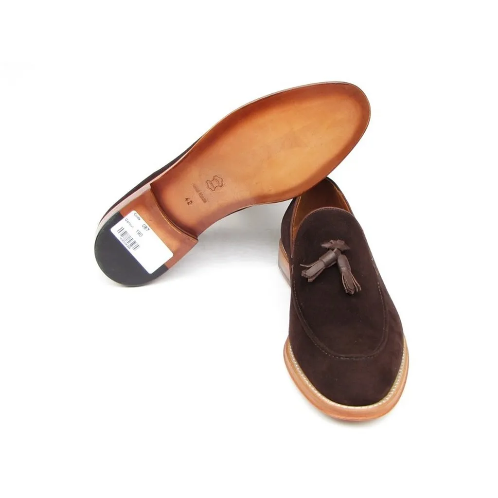 Paul Parkman Men's Tassel Loafer Brown Suede Shoes (ID#087-BRW)