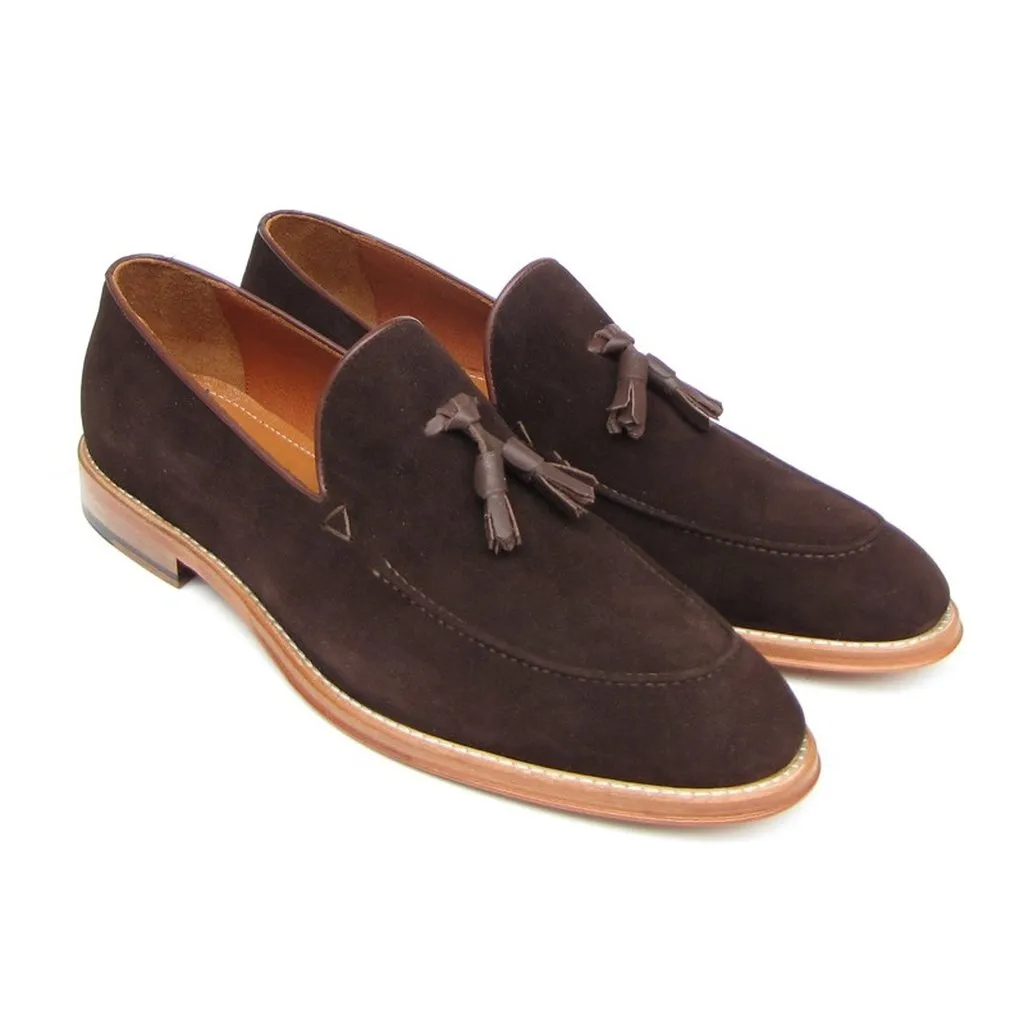 Paul Parkman Men's Tassel Loafer Brown Suede Shoes (ID#087-BRW)