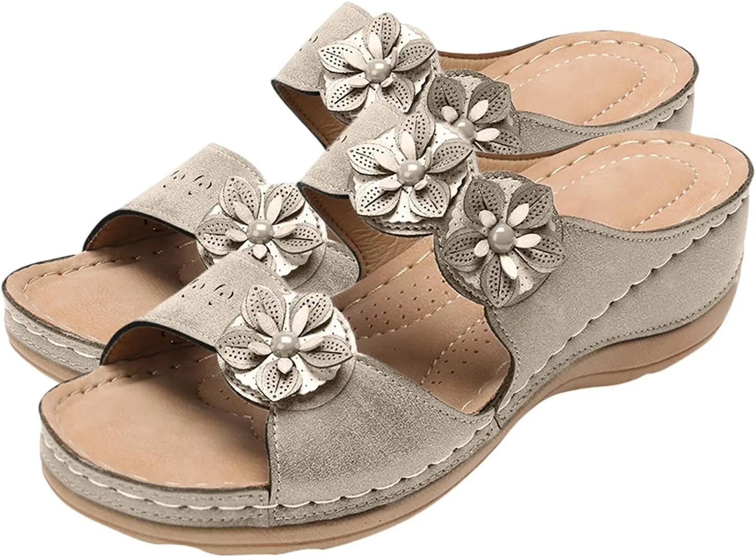 peqiut Sandals Womens Dressy Flat Sandals Non Slip Orthopedic Bohemian Sandals Slip on Sandals for Women Memory Foam