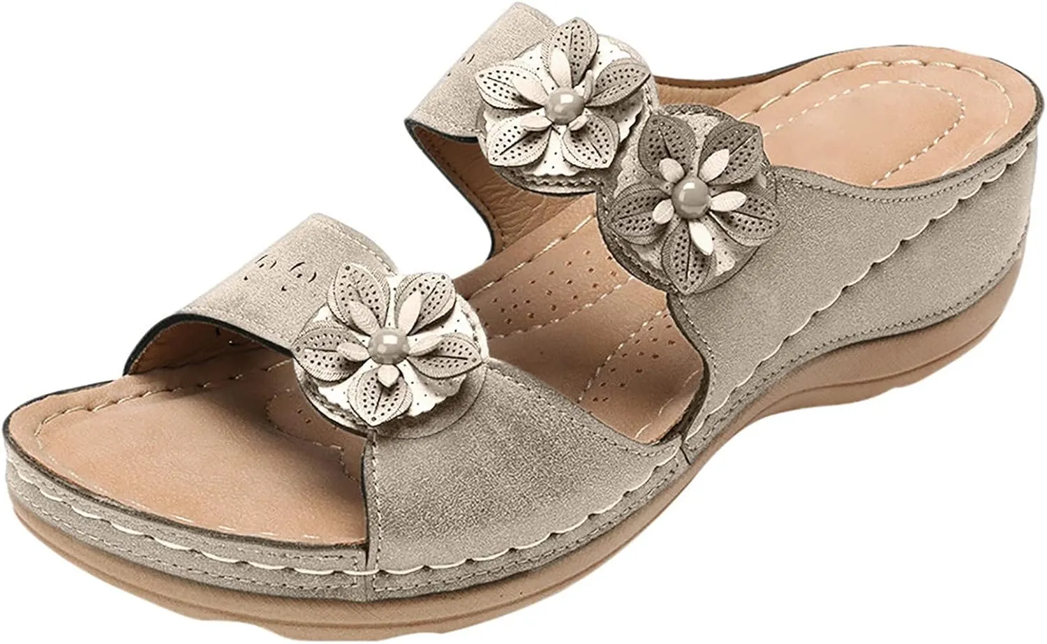 peqiut Sandals Womens Dressy Flat Sandals Non Slip Orthopedic Bohemian Sandals Slip on Sandals for Women Memory Foam