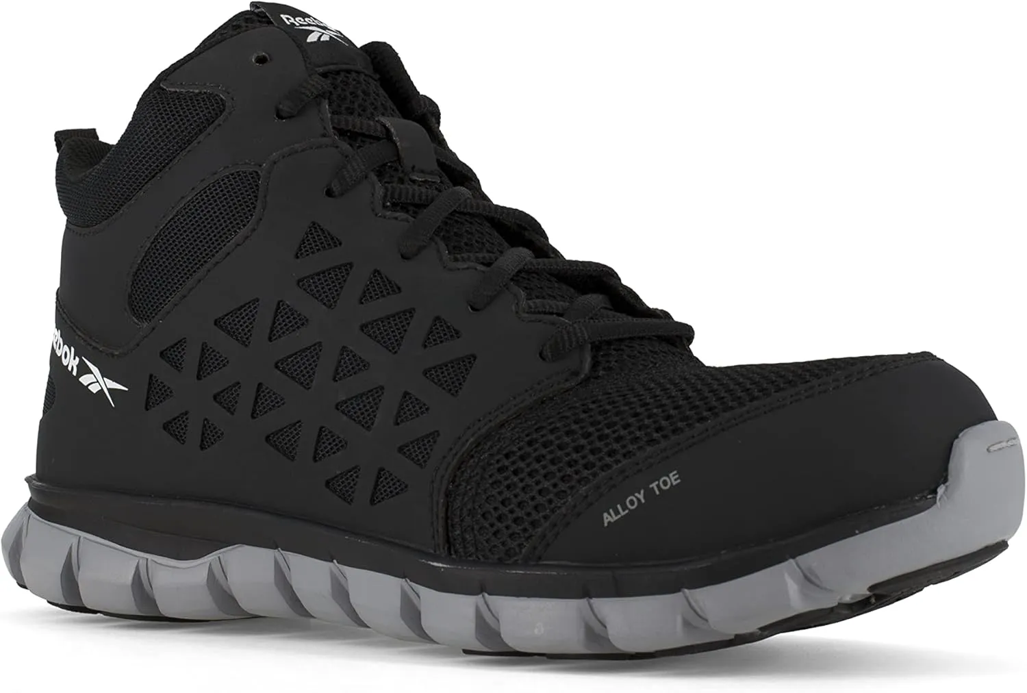 Reebok Mens Sublite Cushion Mid Alloy Toe ESD Work Safety Shoes Casual - Black