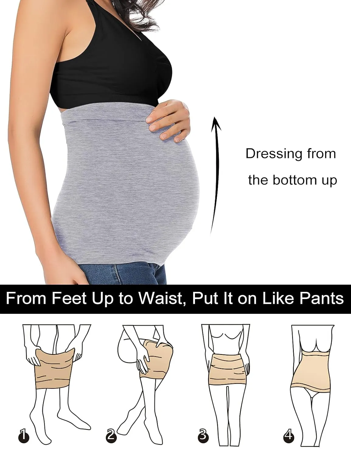 Rheane Pregnancy Belly Support Band Maternity Belly Band Belly Support for Pregnancy Pregnancy Bands for Support (Black Grey 2)