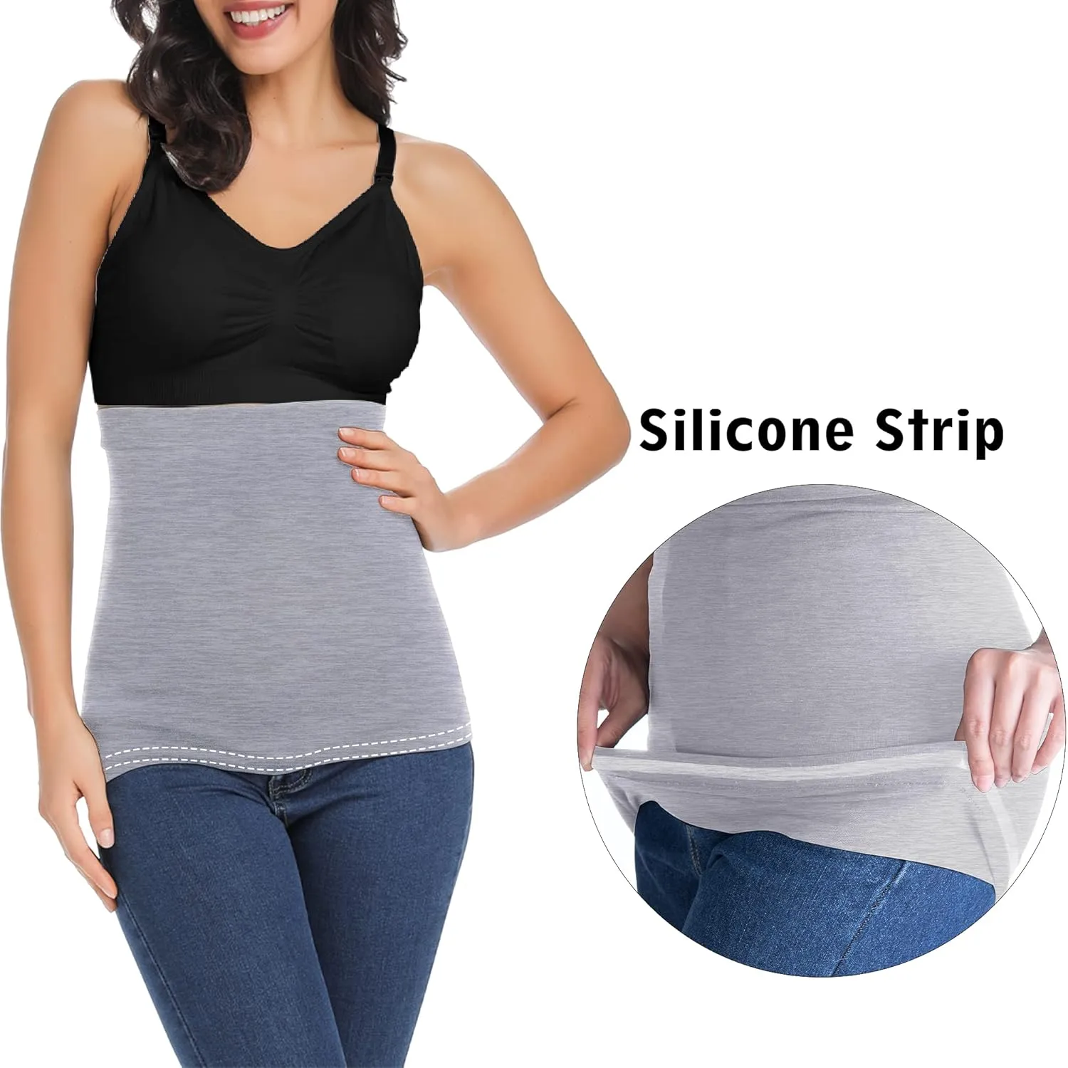 Rheane Pregnancy Belly Support Band Maternity Belly Band Belly Support for Pregnancy Pregnancy Bands for Support (Black Grey 2)