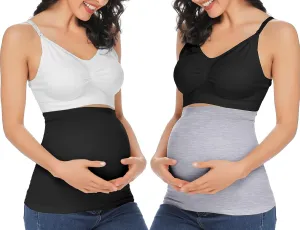 Rheane Pregnancy Belly Support Band Maternity Belly Band Belly Support for Pregnancy Pregnancy Bands for Support (Black Grey 2)