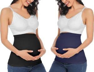 Rheane Pregnancy Belly Support Band Maternity Belly Band Belly Support for Pregnancy Pregnancy Belly Band Maternity Clothes Fall (Black Navy 2)