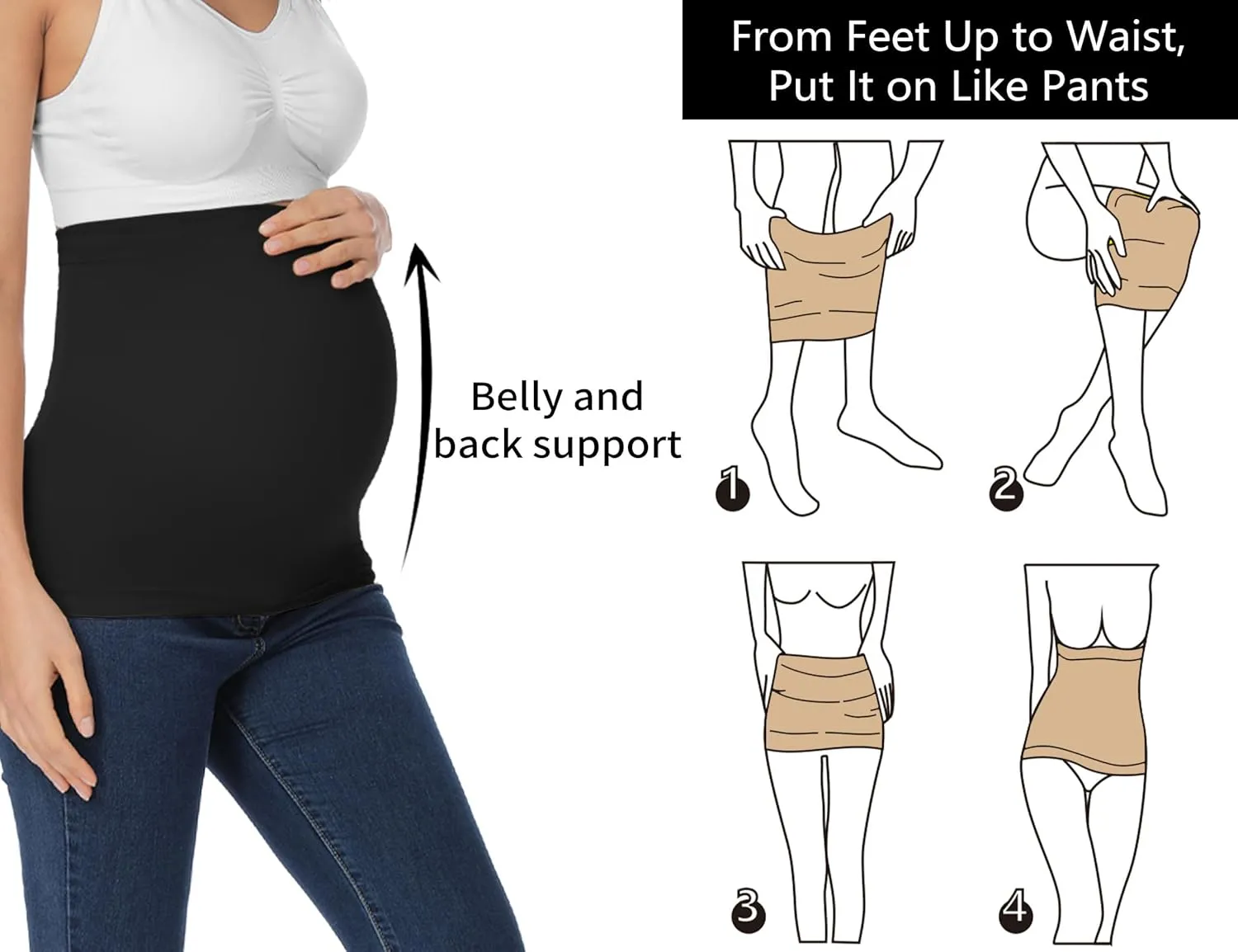 Rheane Pregnancy Belly Support Band Maternity Belly Band Belly Support for Pregnancy Pregnancy Belly Band Maternity Clothes Fall (Black Navy 2)