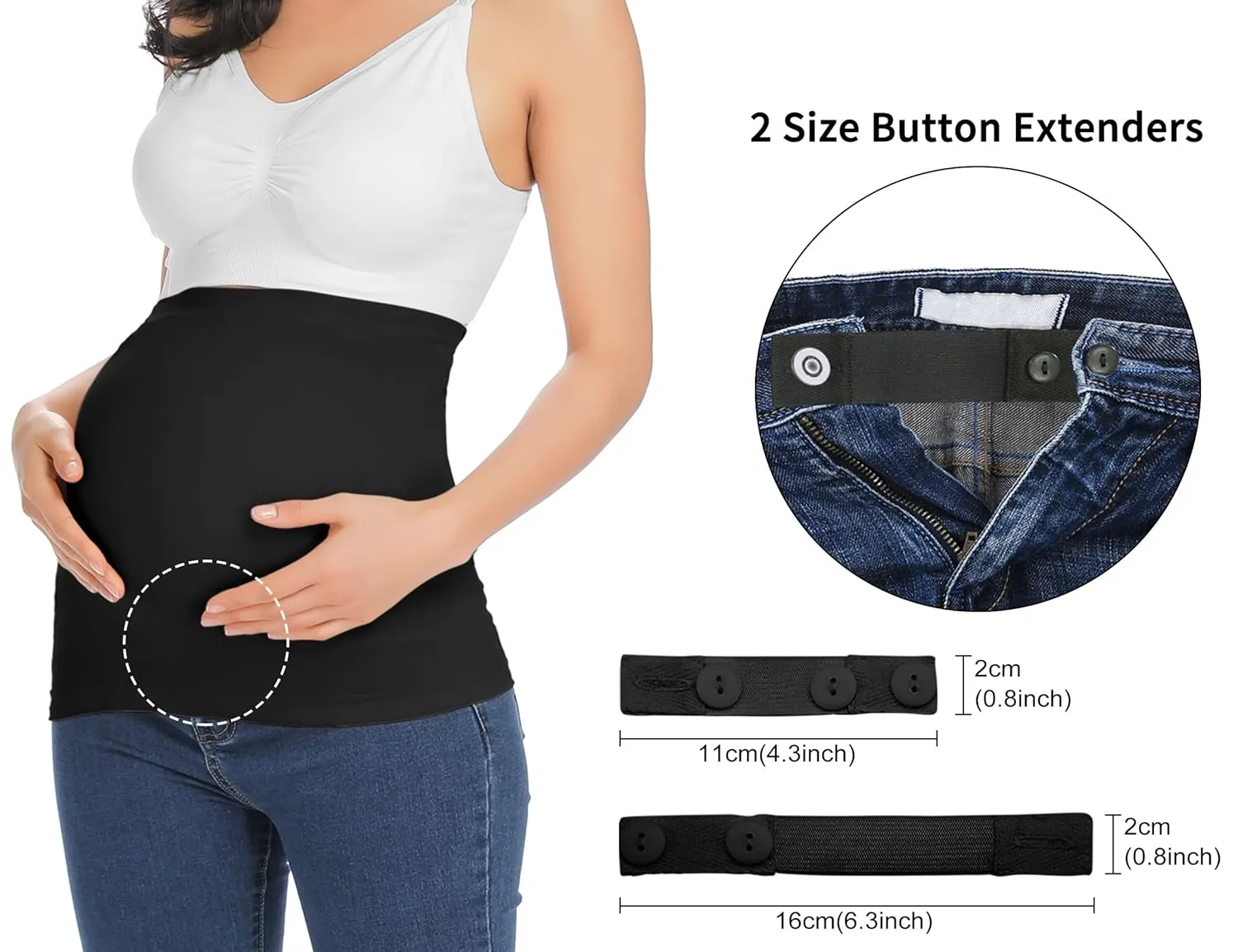 Rheane Pregnancy Belly Support Band Maternity Belly Band Belly Support for Pregnancy Pregnancy Belly Band Maternity Clothes Fall (Black Navy 2)