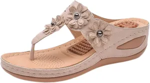 Sandals Women Wedge Shoes Summer Dressy Flip Flops Comfortable Orthopedic Platform Footwear Casual Walking Wedges Sandal Massage Arch Support Orthotic Sandals Slip-On Thong Slides Shoes