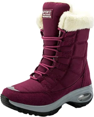 SBGMoSJ Slip on Winter Boots for Women Ankle Booties Women's Duck Boots Waterproof Black Winter Boots Women Size 8 Slip on Dressy Winter Boots for Women Low Heel Botas Para Mujer De Invierno Largas
