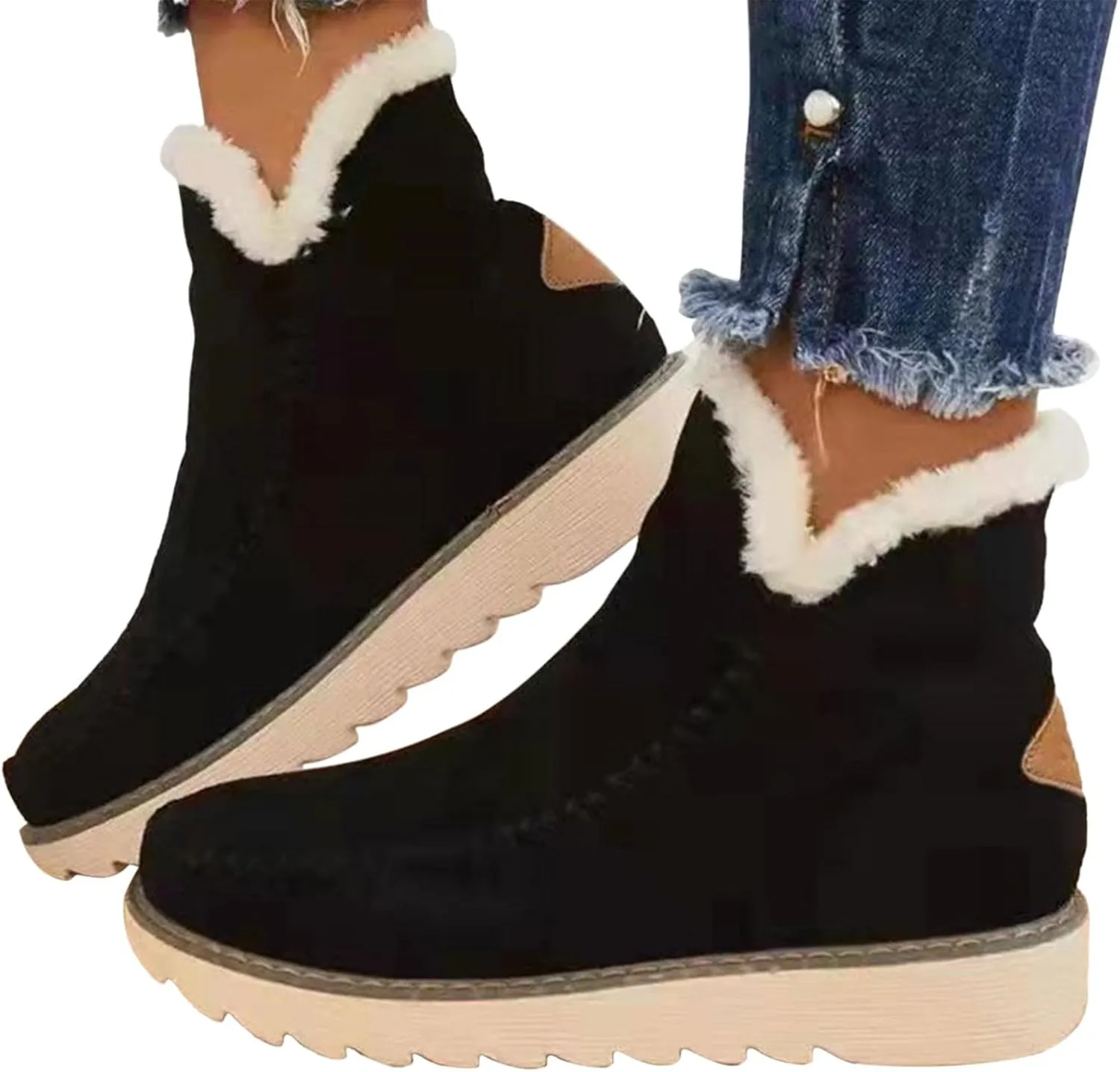 SBGMoSJ Winter Boots for Women Fashionable Women's Wide Width Waterproof Slip on Ankle Boots for Swollen Feet Winter Work Boots for Women Wide Width Women Boots Winter Ankle Botas Nieve Largas