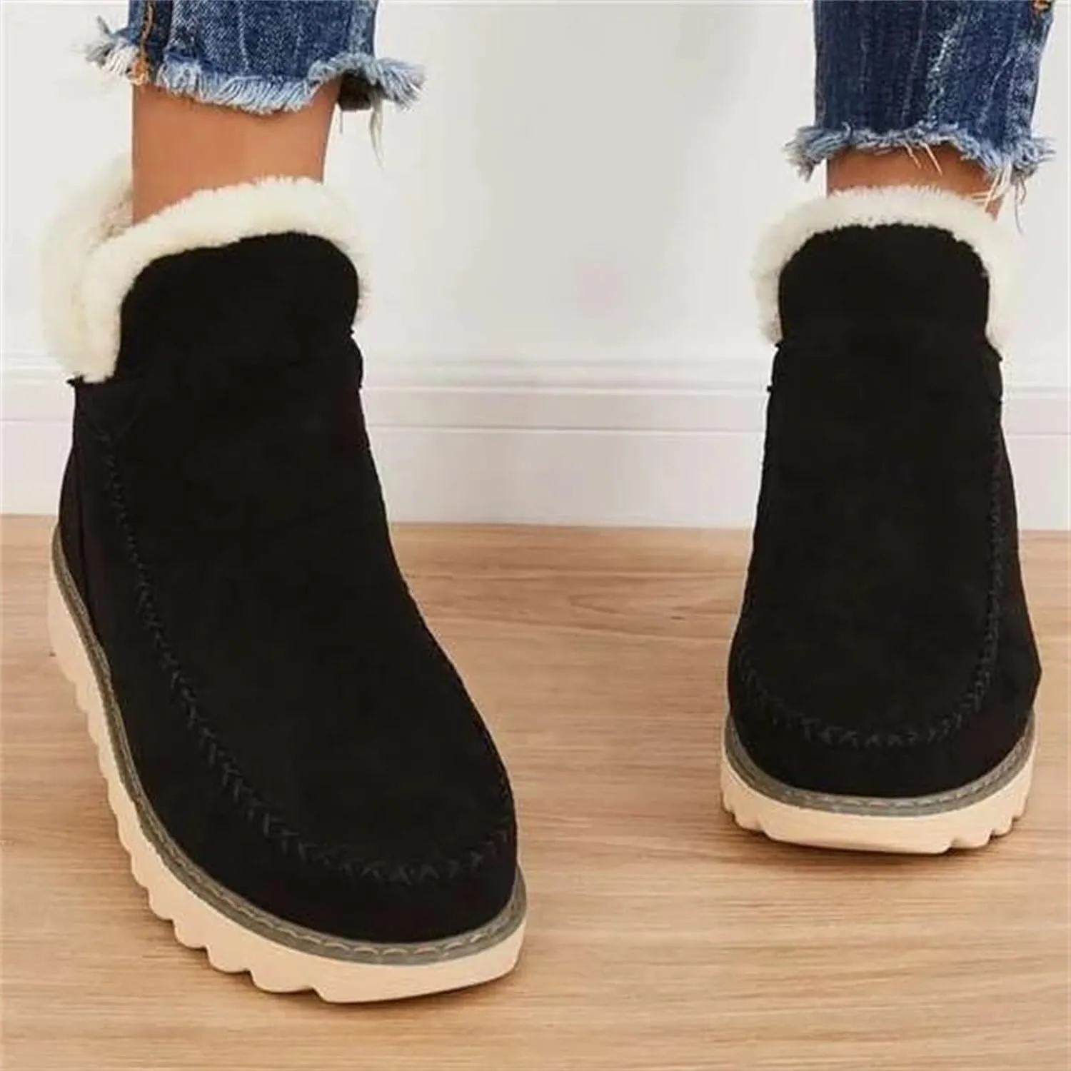 SBGMoSJ Winter Boots for Women Fashionable Women's Wide Width Waterproof Slip on Ankle Boots for Swollen Feet Winter Work Boots for Women Wide Width Women Boots Winter Ankle Botas Nieve Largas