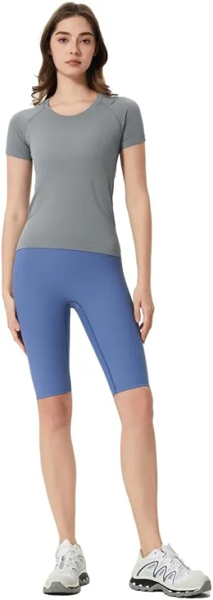 Seamless Yoga T-Shirt for Women - Summer Slim-Fit Quick-Dry Workout Top