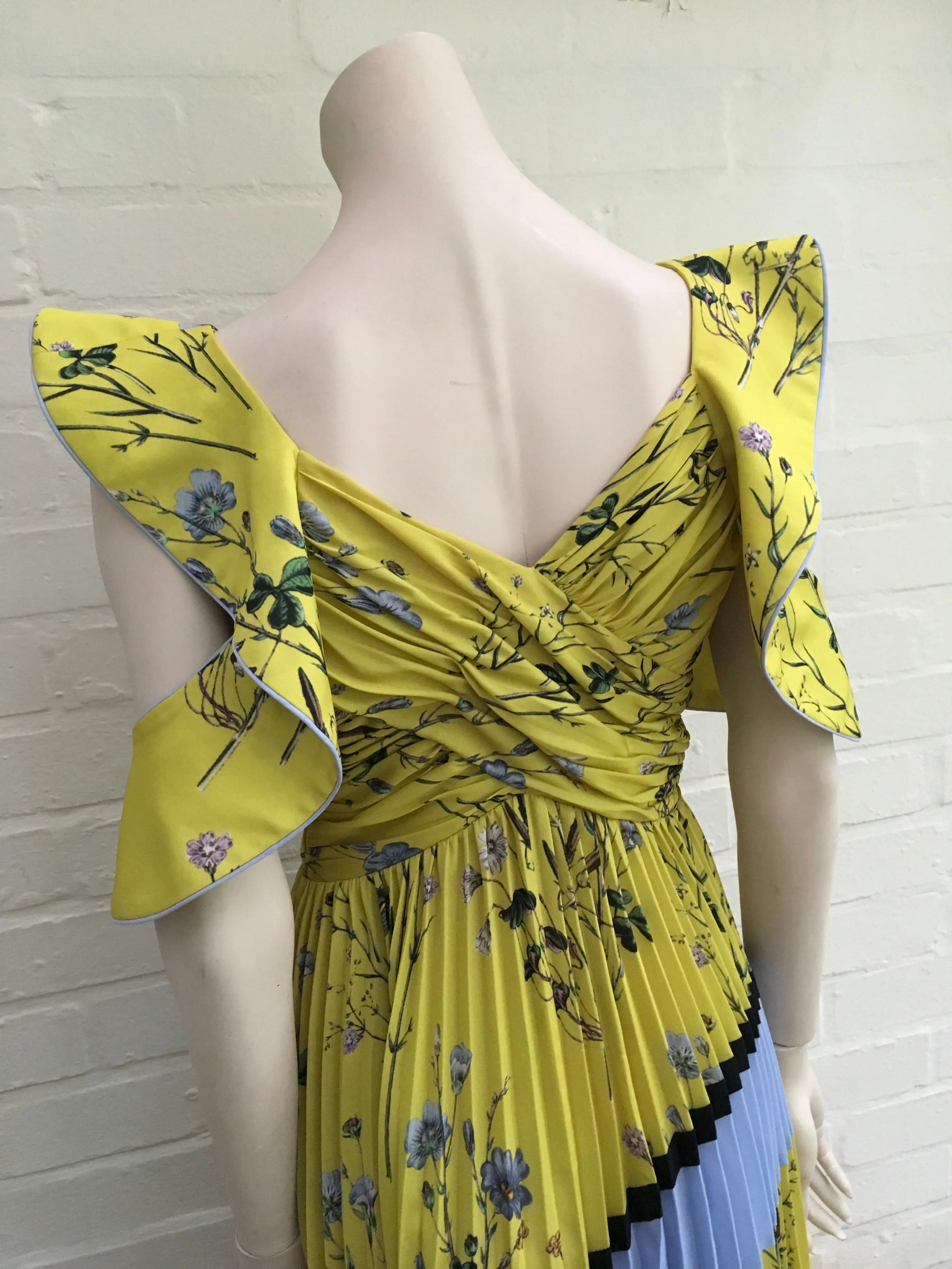 Self-portrait Women's Floral-print pleated-satin dress  LADIES