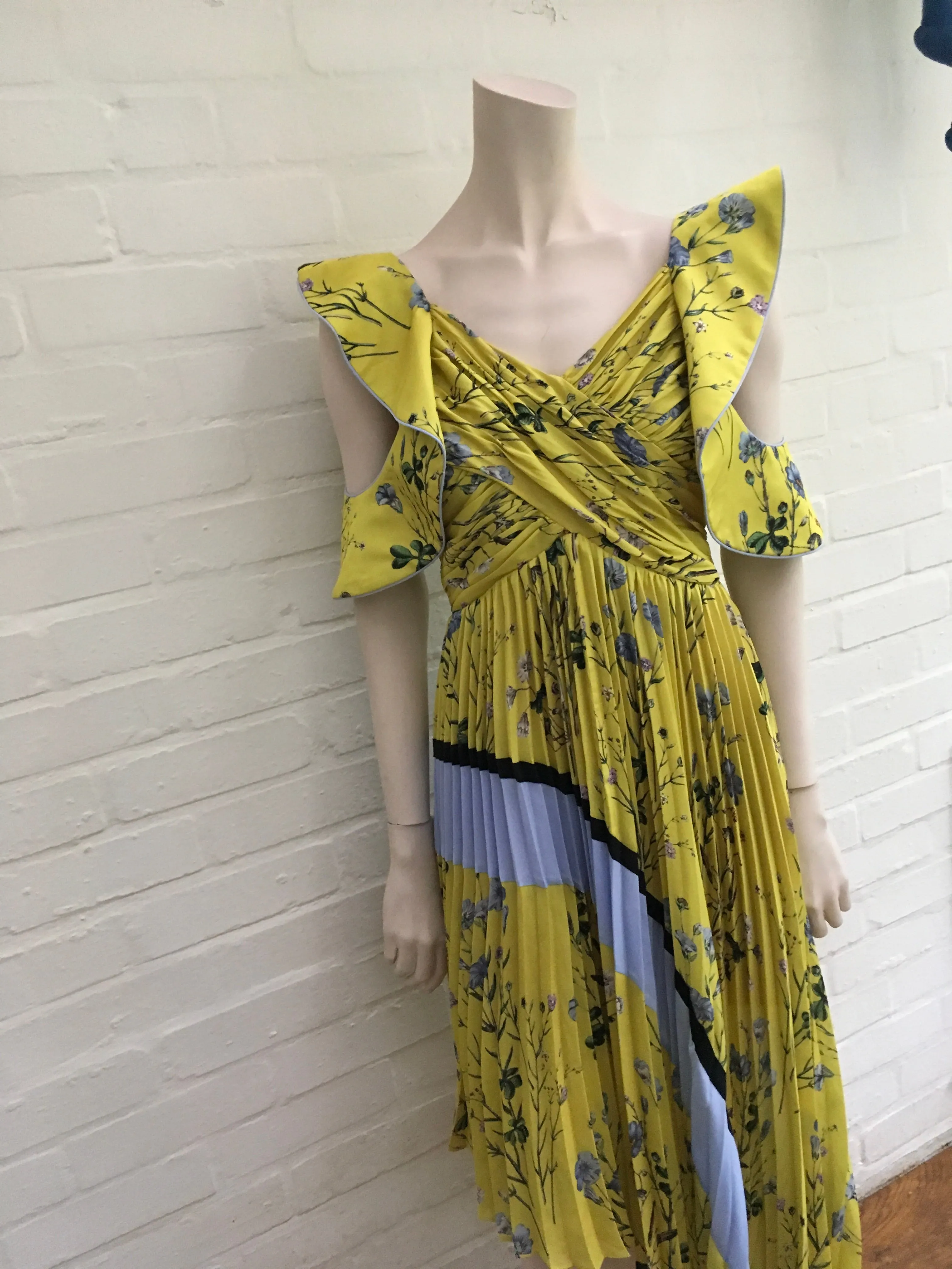 Self-portrait Women's Floral-print pleated-satin dress  LADIES