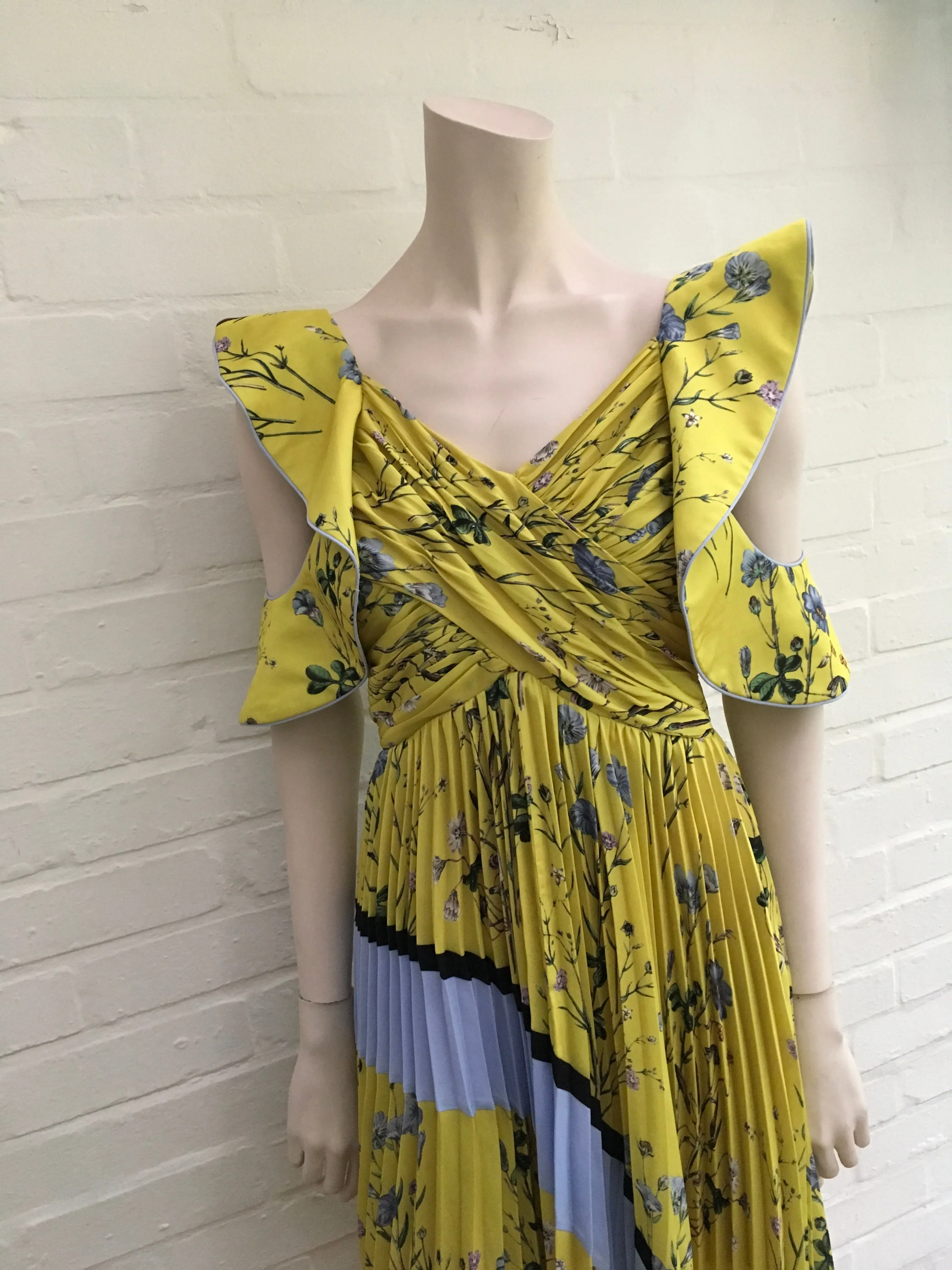 Self-portrait Women's Floral-print pleated-satin dress  LADIES