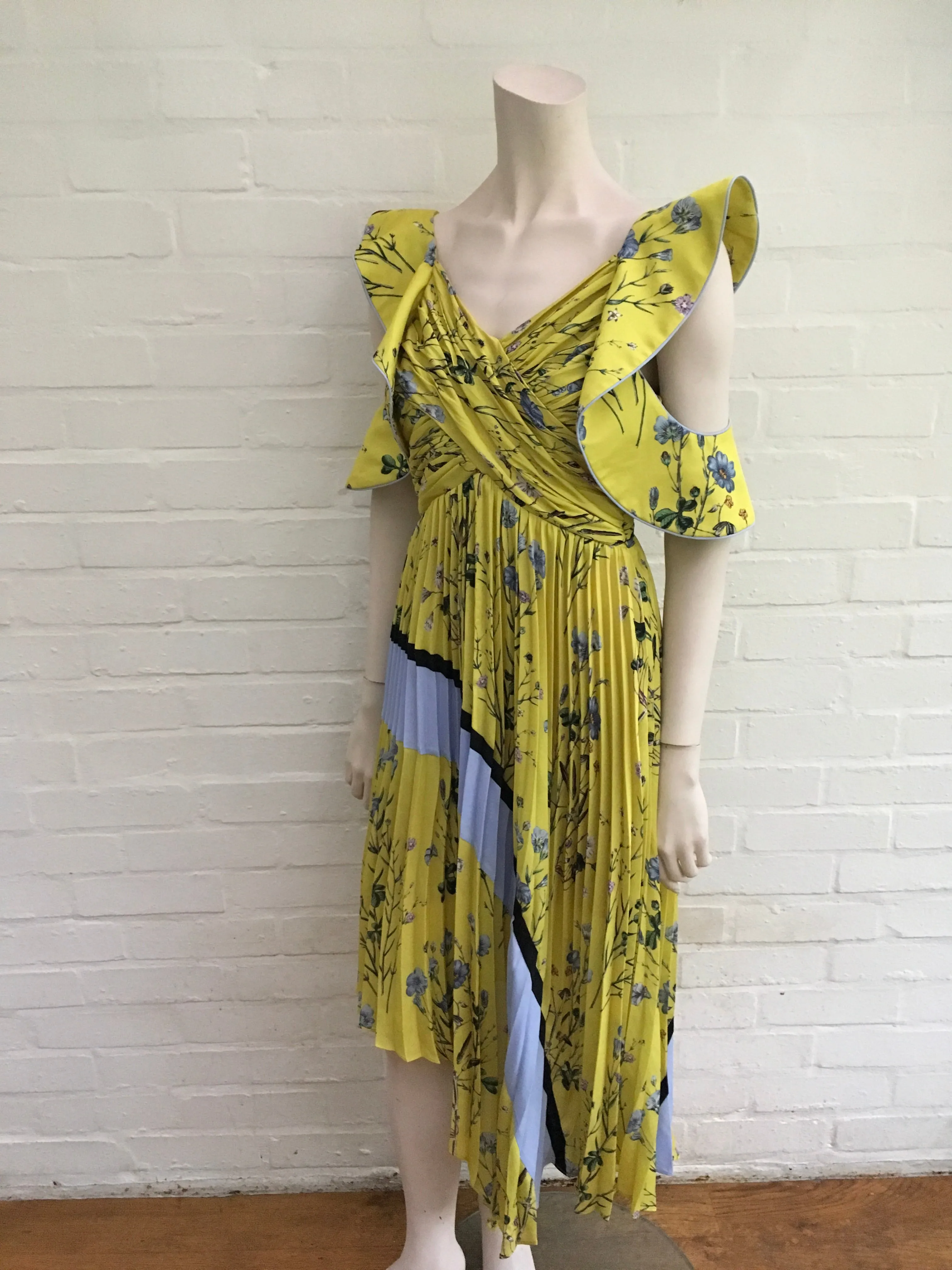 Self-portrait Women's Floral-print pleated-satin dress  LADIES