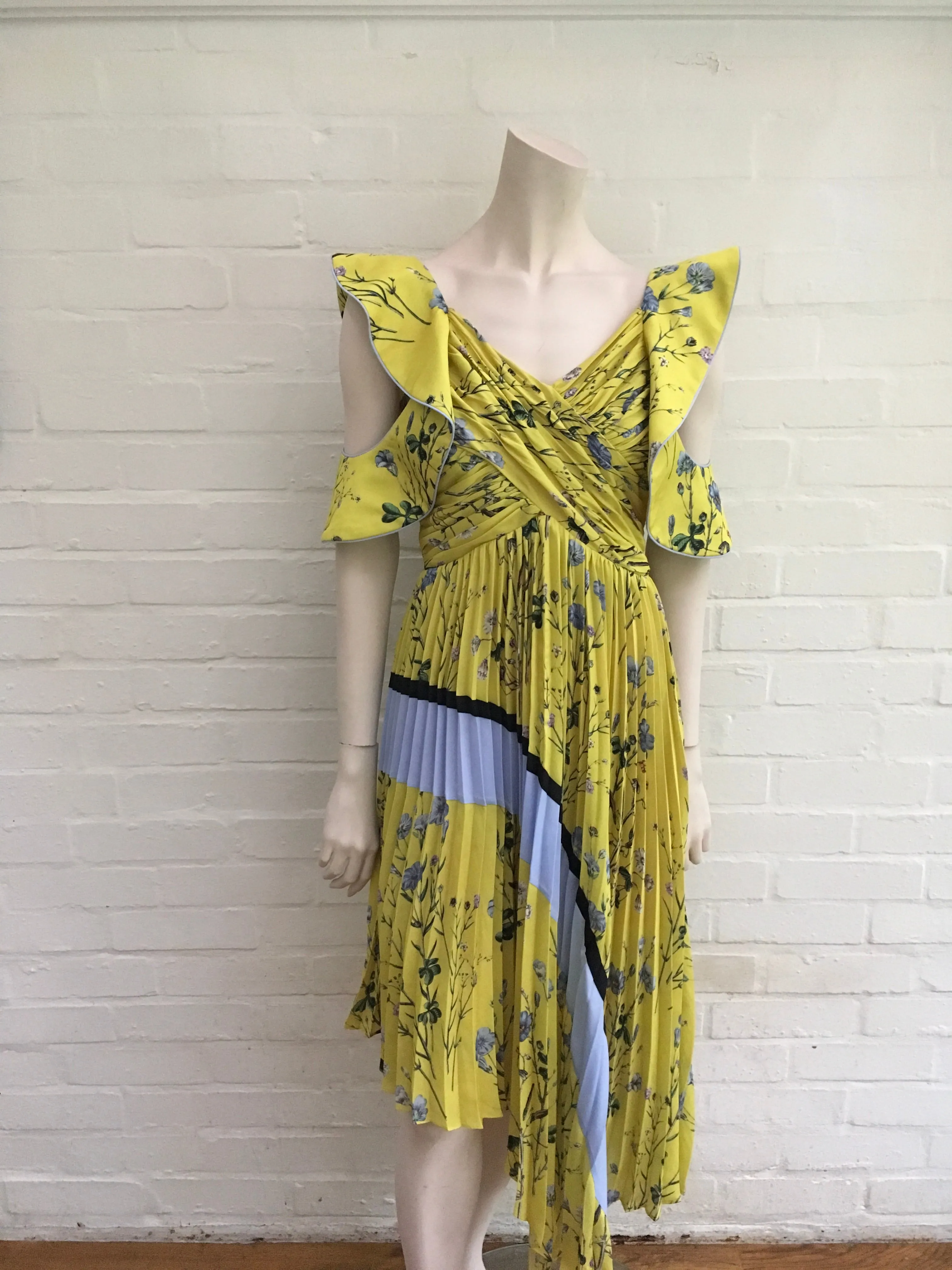 Self-portrait Women's Floral-print pleated-satin dress  LADIES