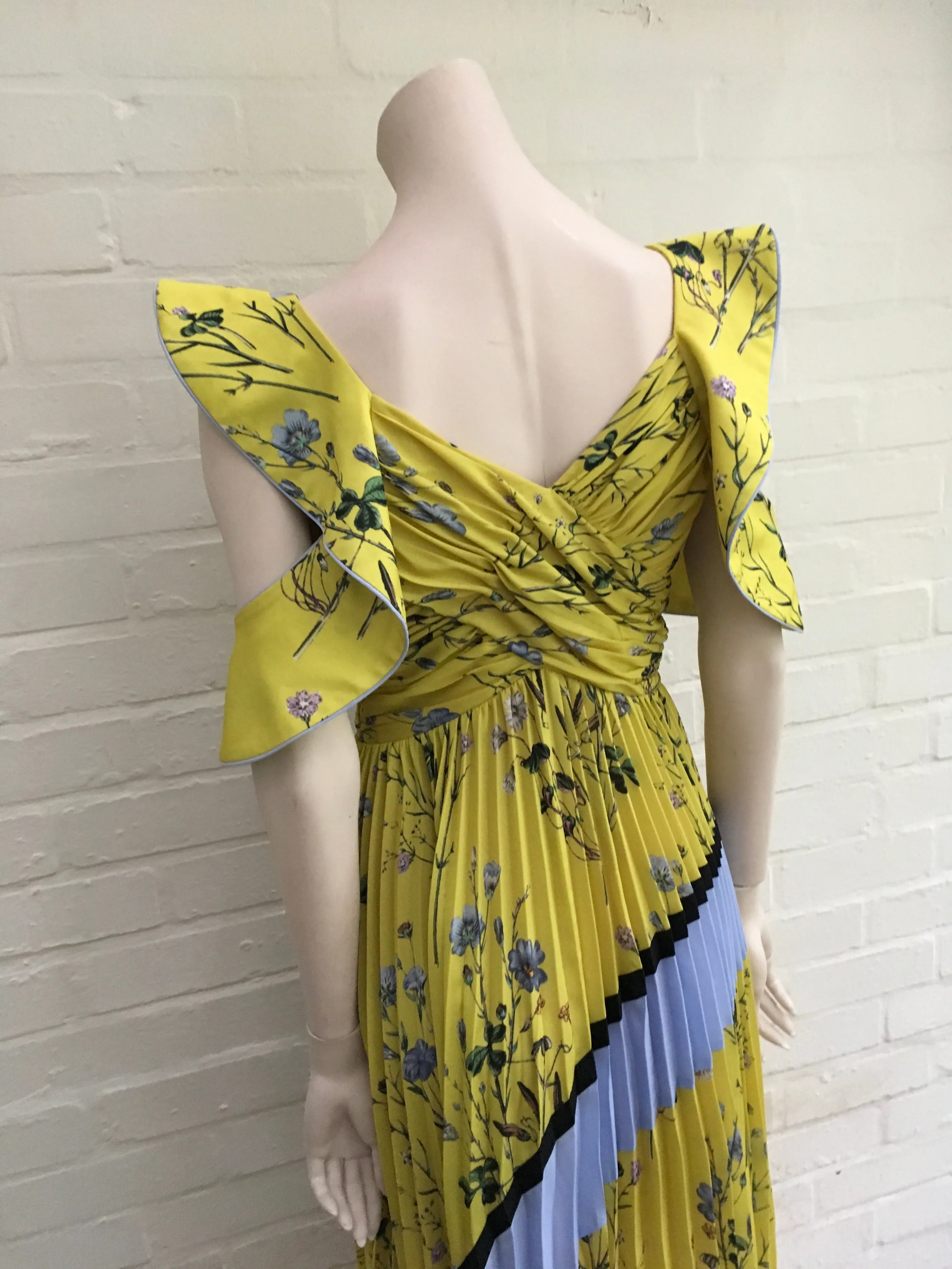 Self-portrait Women's Floral-print pleated-satin dress  LADIES