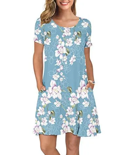 Short Sleeve Swing T Shirt Dress with Pockets
