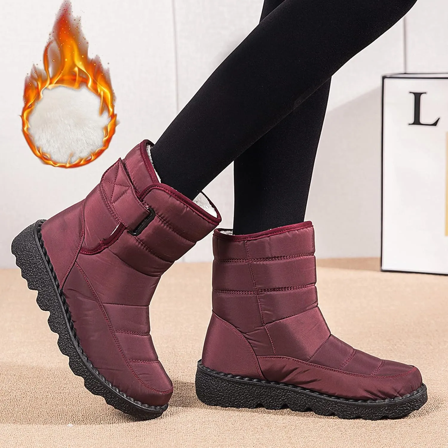 Size 11 Long Waterproof Women Snow Boot Women's Waterproof Boots Womens Knee High Boots Mid Calf Fur Furry Lace Up Winter Warm Snow Snow Boots for Snowshoeing Women Waterproof Womens Boots Ankle
