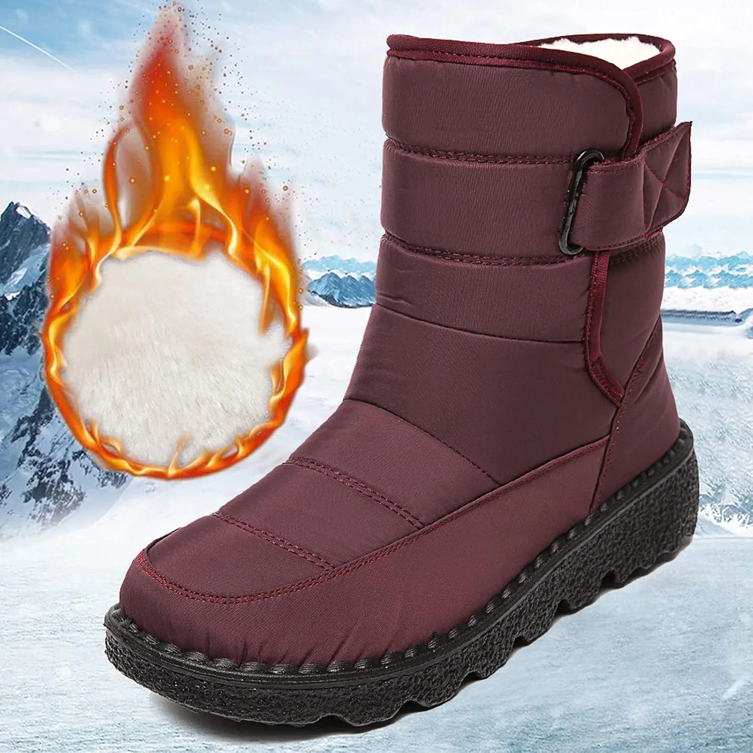 Size 11 Long Waterproof Women Snow Boot Women's Waterproof Boots Womens Knee High Boots Mid Calf Fur Furry Lace Up Winter Warm Snow Snow Boots for Snowshoeing Women Waterproof Womens Boots Ankle