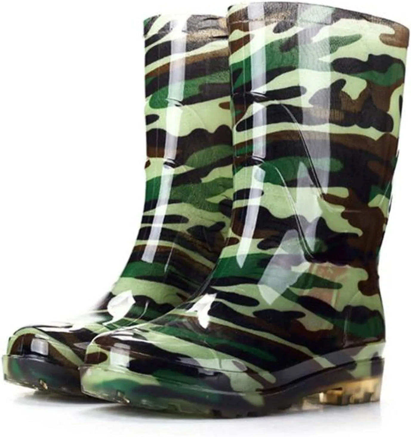 Slip Garden Boots,Rubber Boots, Waterproof Rubber Boots Camouflage Tube Large Size Men Lightweight Rain Men High Water Boots(Size:14)