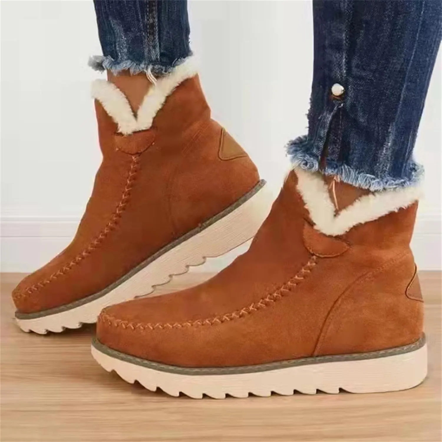Snow Boots for Women Waterproof Non Slip Tall Womens White Snow Boots Size 12 Womens Side Zipper Waterproof Winter Boots Winter Women Boots Fashion Botas Negras Para Mujer Invierno