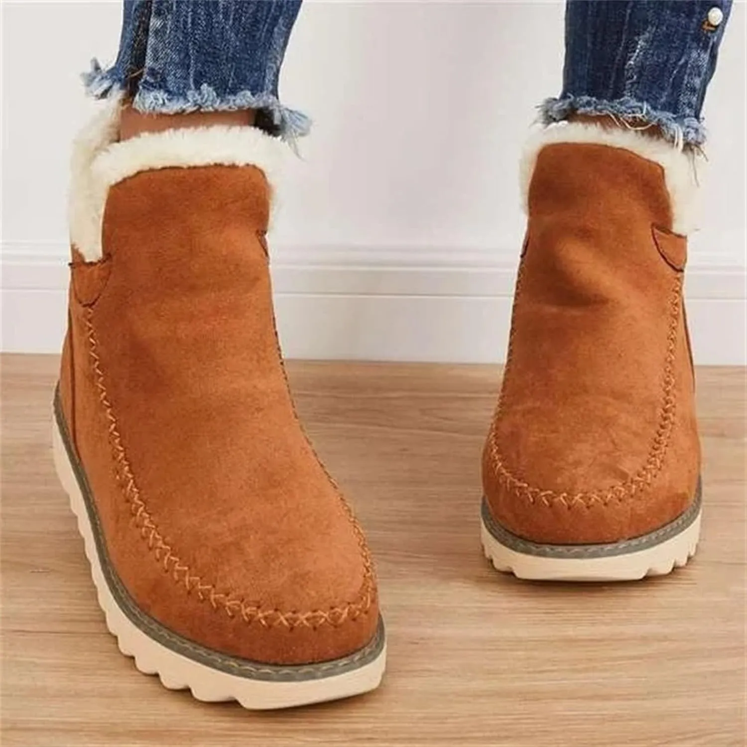 Snow Boots for Women Waterproof Non Slip Tall Womens White Snow Boots Size 12 Womens Side Zipper Waterproof Winter Boots Winter Women Boots Fashion Botas Negras Para Mujer Invierno