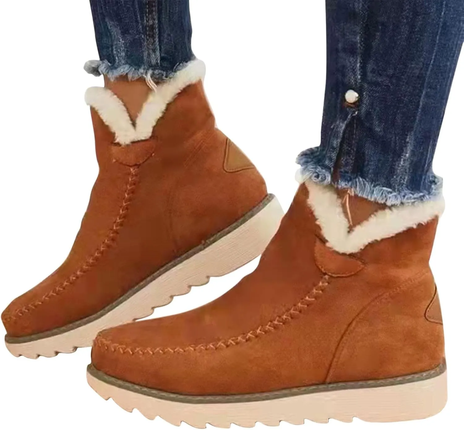 Snow Boots for Women Waterproof Non Slip Tall Womens White Snow Boots Size 12 Womens Side Zipper Waterproof Winter Boots Winter Women Boots Fashion Botas Negras Para Mujer Invierno