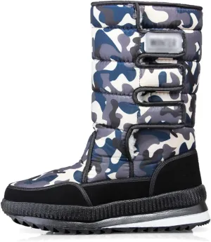 Snow Boots Mens, Men's Camouflage Fur Lined Warm Waterproof Tall Snow Boots, Cold Weather Anti Slip Comfortable Ankle Boots, for Hiking, Climbing, Camping, Running