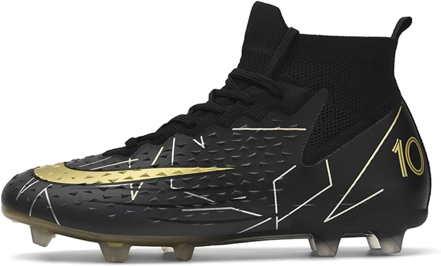 Soccer Cleats Professional Wide Competition, Football Cleats Lightweight High Top Turf Training for Big Boys Youth