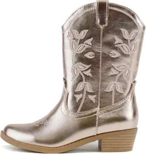 Soda INCH-2 Kids/Girls/Children Western Cowboy Stitched Pointe Toe Block Low Heel Ankle Mid Shaft Fashion Boots