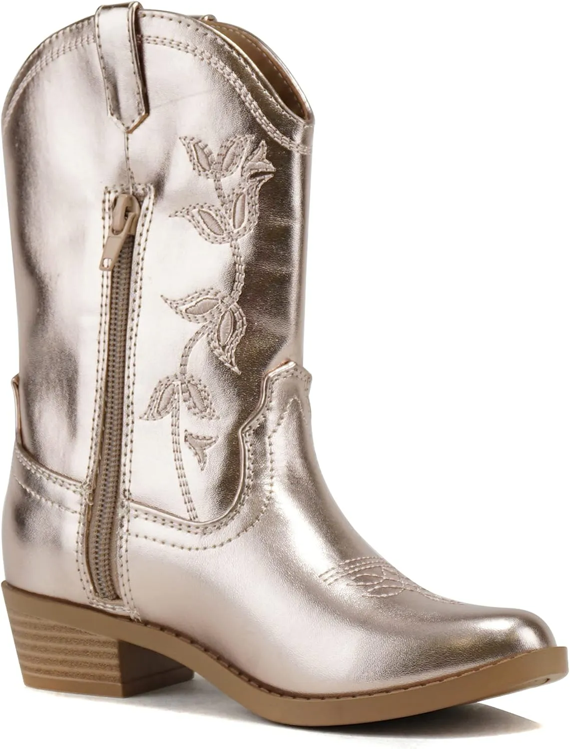 Soda INCH-2 Kids/Girls/Children Western Cowboy Stitched Pointe Toe Block Low Heel Ankle Mid Shaft Fashion Boots
