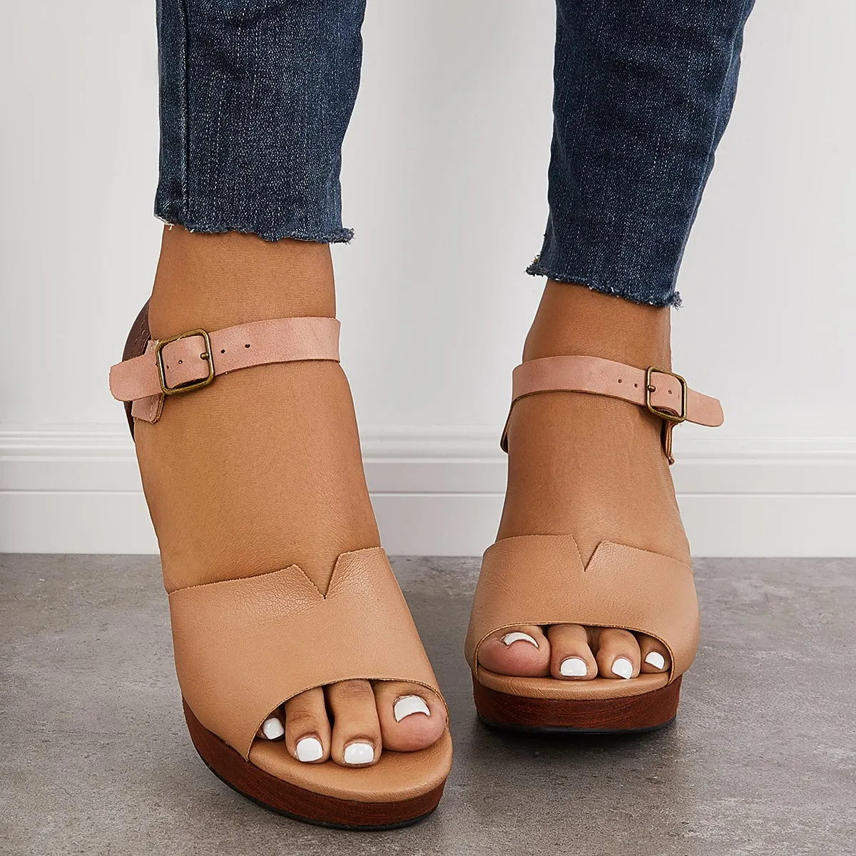 Sohiwoo  Imilybela Women Middle Heels Chunky Block Heel Sandals Open Toe Ankle Sandals