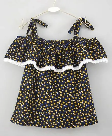 Strap Cold Shoulder Polka Printed Top