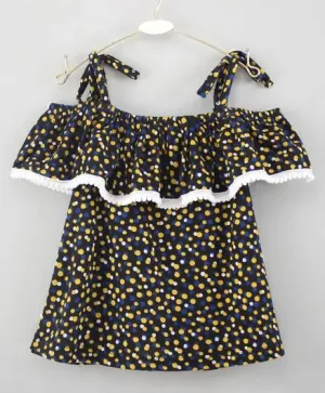 Strap Cold Shoulder Polka Printed Top