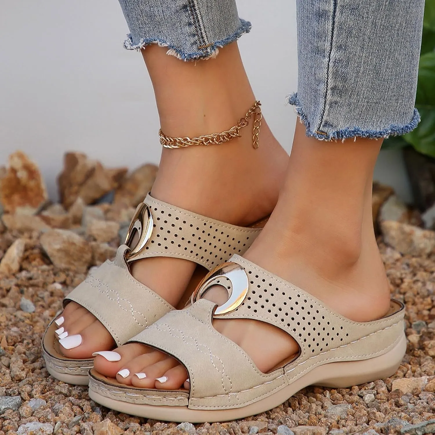 Summer Sandals for Women Wide Width Walking Sandals Dressy Comfortable Wedge Sandals Arch Support Orthopedic Sandals