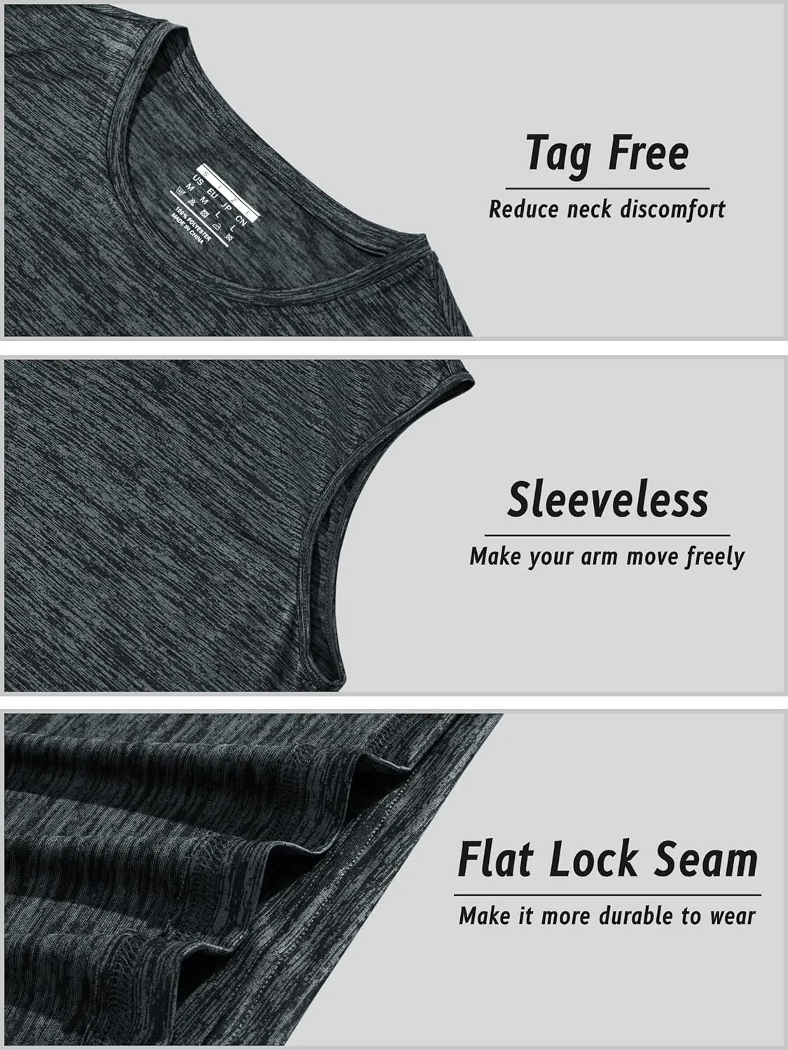 TACVASEN Men's Sleeveless Shirt Workout Muscle Tank Top Quick Dry Polyester Trainning Basketball