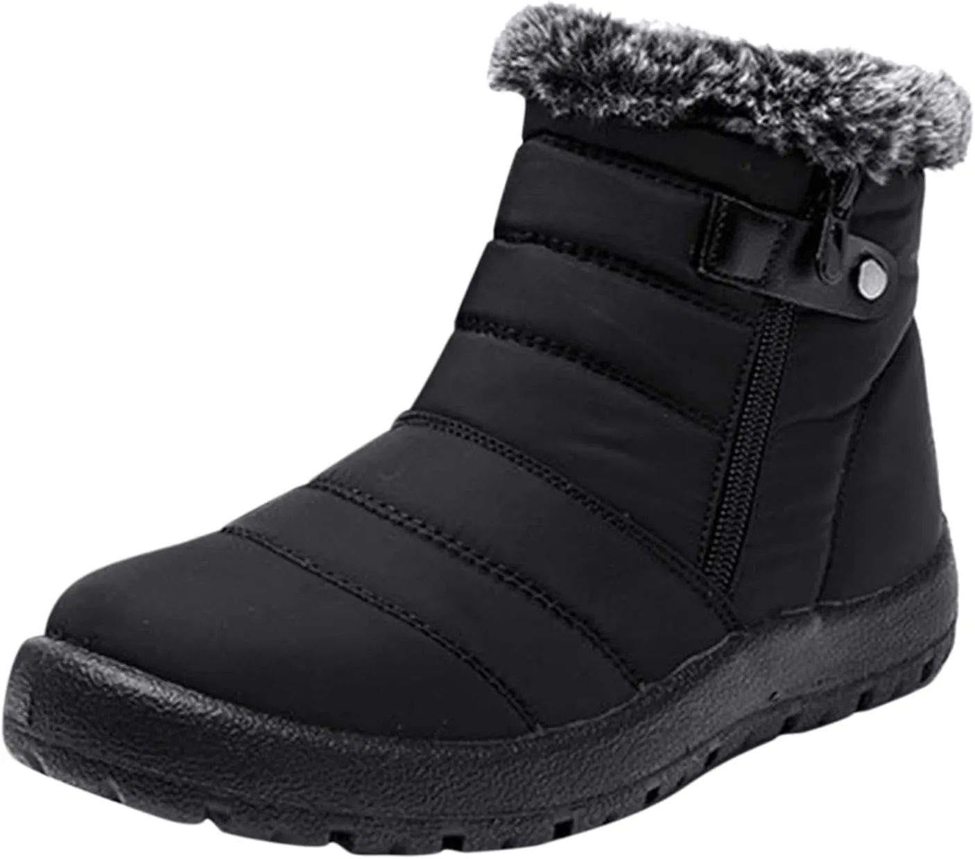 Tall Black Winter Boots for Women Waterproof Snow Womens Boots Winter Cute Women's Ankle Winter Boots Wide Width Winter Women Boots Slip on Snow Boots for Wide Feet